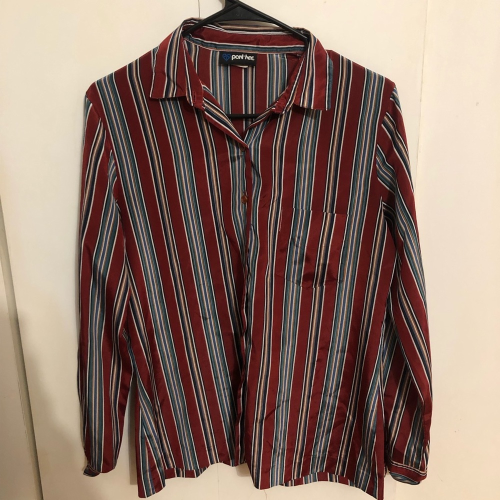 Colorful Red & Blue Button Up